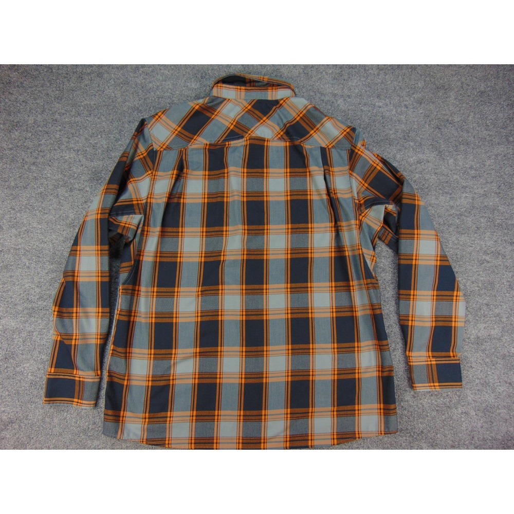 Duluth Alaskan Hardgear Shirt Mens Large Untucked‎ Plaid Button Down Orange Blue - Picture 3 of 8